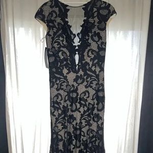 🖤 Black Lace Over Nude JOVANI PROM FORMAL DRESS/GOWN SIZE 4